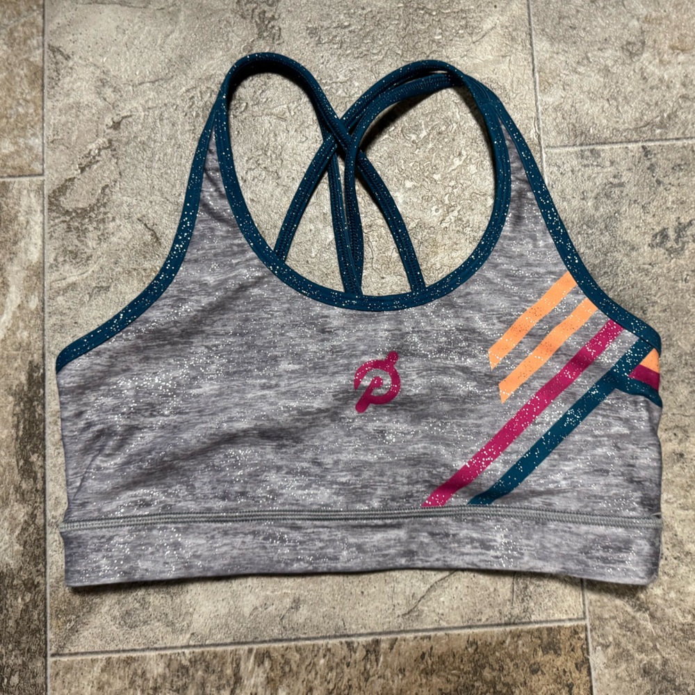 Peloton gray and multi-color  sports bra, Size M